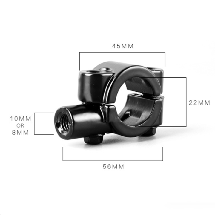 1ชิ้น22มิลลิเมตร-m10-m8รถจักรยานยนต์กระจกเมาผู้ถือยึดหนีบสำหรับรถมอเตอร์ไซด์-h-andlebar-จักรยานยนต์สกปรกหลุมจักรยานรถ-a-quad-4ล้อ
