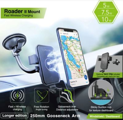 Capdase Roader II Fast Wireless Car Charging Mount Gooseneck-Arm