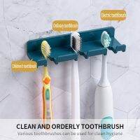 Household Toothbrush Hanger Bedroom Punch-free Storage Bathroom Toilet Sticky Hook Storage Rack Plug Storage Rack Solid Color Bathroom Counter Storage