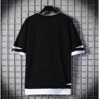 Fashion Double round neck Short sleeve T-shirt Men Loose