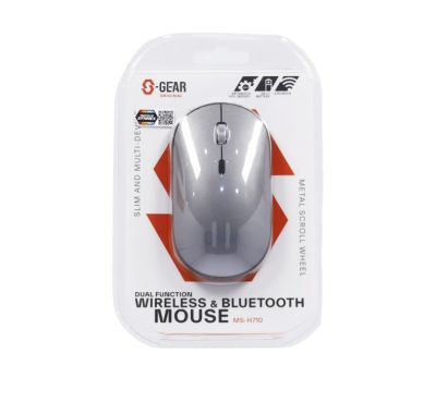WIRELESS MOUSE (เมาส์ไร้สาย) S-GEAR DUAL FUNCTION WIRELESS &amp; BLUETOOTH MOUSE (SILVER) (MS-H710)