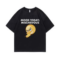 Funny Mood Today MISCHIEVOUS Joke Meme Print Tshirt Men Women Casual Vintage Tees Male Streetwear Mens Oversized Cotton T-shirt 4XL 5XL 6XL