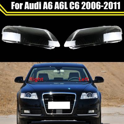 ฝาครอบไฟหน้ารถ Lampu Depan Mobil โป๊ะไฟแบบโปร่งใสไฟตกแต่งสวนฝาครอบไฟหน้ารถสำหรับ Audi A6 A6L C6 2006 2007 2008 2009 2010 2011