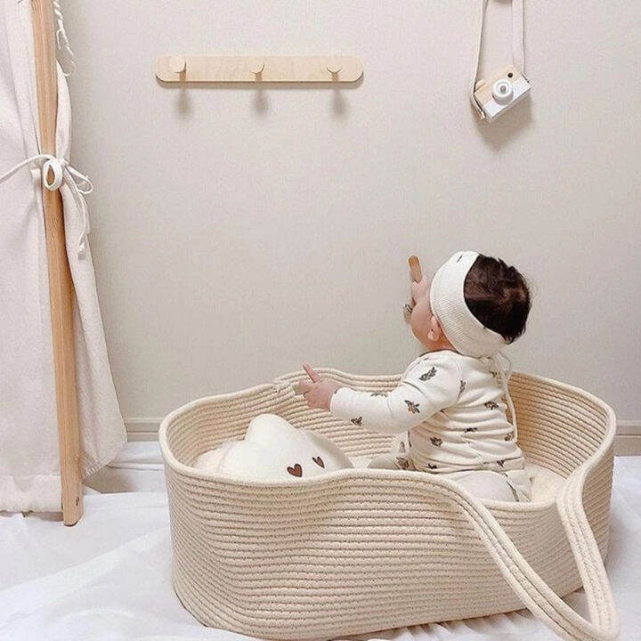 Baby Moses Basket Sleeping and Mattress Newborn Baby Sleeping Bed Cradle Moses Basket with Stand