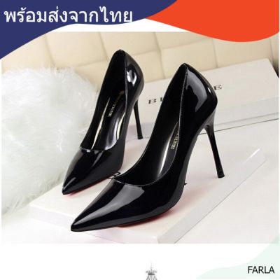 พร้อมส่ง  BIG TREE ของแท้ พร้อมกล่อง รองเท้าคัชชู ส้นสูง 4 นิ้วHigh Heel, Stiletto  หนังแก้ว รหัส 9196