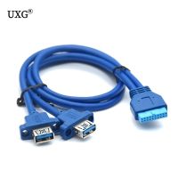 2 x USB3.0 Dual Port USB 3.0 Female Screw Mount Panel Type to Motherboard 20Pin Cable PC Case cables 20 pin 30cm 50cm 80cm