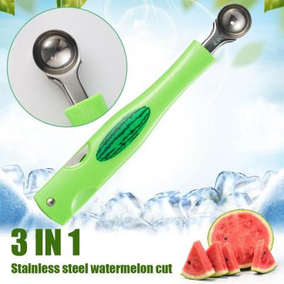 Stainless Steel Watermelon Cutting Plastic Handle Multifunctional Spoon Fruit Clip Adjustment Clip Toy Exhibition Watermelon Spring G8Q8