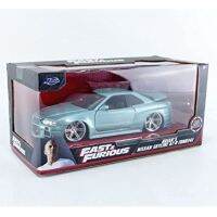 ของเล่นรถโมเดลงานแม่พิมพ์โลหะจำลองรถ NISSAN SKYLINE ของ JADA 1/24 Fast And Furious GT-R BNR34