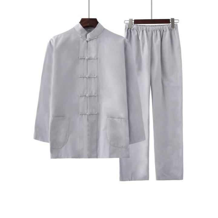 ชุดกังฟูผู้ชายผ้าฝ้ายสี100-ชุด-m-4xl-เสื้อผ้าวูซูและกางเกงสไตล์จีนชุดกังฟูขายดี