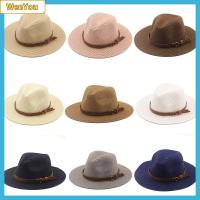 WENYOU 56-60ซม. นุ่มรูป ปีกกว้าง ชายหาด ป้องกันรังสียูวี หมวกปานามา หมวกฟาง หมวก Fedora หมวกกันแดด