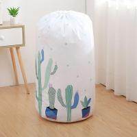 Storage Bag Cartoons Print Moisture-Proof PEVA Drawstring Quilt Storage Pouch Household Supplies Clothes Organizer