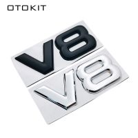 ด้านหลังลำต้น V8โลโก้รถ3D โลหะผสมโลหะโครเมี่ยมแผ่นลอกตกแต่งรถ V8ปีกข้างสติ๊กเกอร์โลโก้สัญลักษณ์แต่งรถ