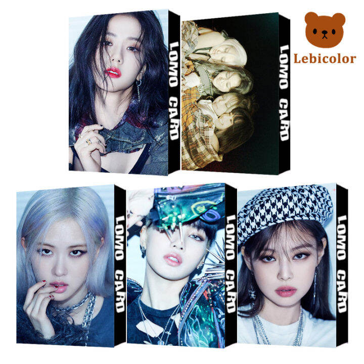 จัดส่งรวดเร็วชุดการ์ด-lomo-kpop-สีดำและสีชมพู30cs-เด็กสาวน่ารัก-jisoo-jennie-lisa-rose-photocards-88x56mm