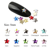 Hot sale Star 5mm Nail Art Rhinestones florescent flat Fancy Crystal stones 30100Pcs For 3D Nail art decoration