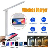 LED Desk Lamp Small Reading Lamp 10W 28LED USB Charge Table Desk Lamp + QI Wireless Phone Charger Reading Home Light