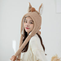 Womens cartoon hat with moving ears Winter Bomber Hats Ushanka Russian Hat Warm Thickened Ear Flaps Cap For Women &amp;Girls Hats