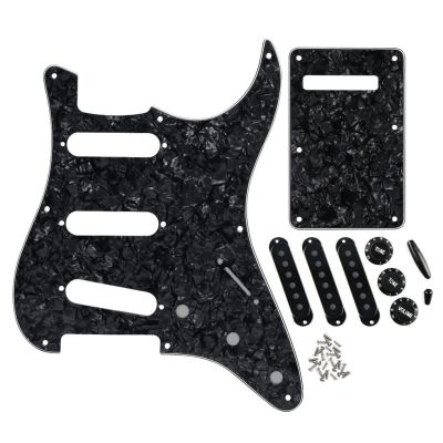 FLEOR Set of 8 Hole ST SSS Guitar Pickguard &amp; Back Plate with 48/50/52mm Pickup Covers Guitar Knobs Switch Whammy Bar Tips Guitar Bass Accessories