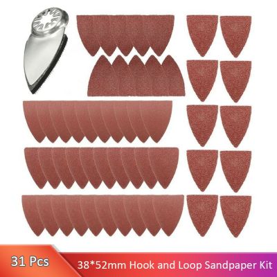31 Pack 38*52MM Grinding Triangle Oscillating Sandpaper Sanding Disc Sanding Pad Hook Loop 60/80/ 120/ 180/ 240/ 320/ Grit Cleaning Tools