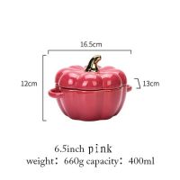 Pumpkin Shape Baking Bowl With Lid Glaze Au Gratin Soup Salad Bowl Kitchen Bakeware Oven Christmas Halloween Baking Pan Supplies