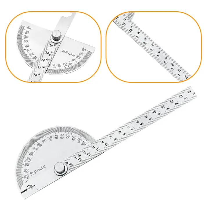 145mm Stainless Steel 180 Protractor Angle Meter Measuring Ruler Rotary ...