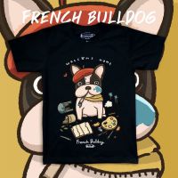 French Bulldog " welcome home " Dog on Black Premium Cotton 100 t-shirt เสื้อยืด พรีเมี่ยม สีดำ ลายน้องหมาเฟรนช์บู็อก