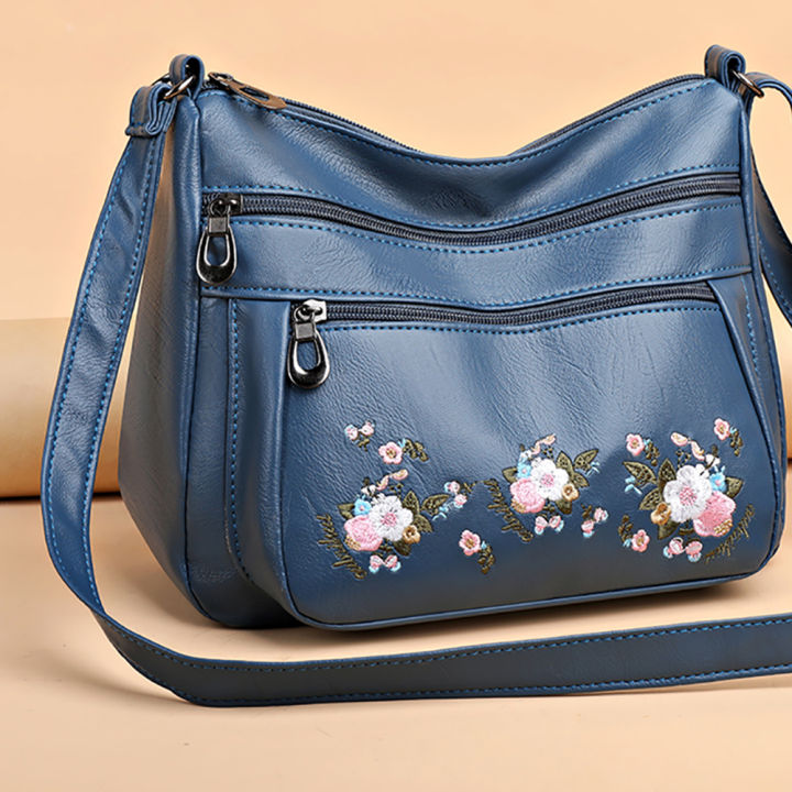 กระเป๋าถือเสี้ยวปักลายดอกไม้ผู้หญิง-กระเป๋าถือเดินทางลำลองผู้หญิงกระเป๋าเอกสาร