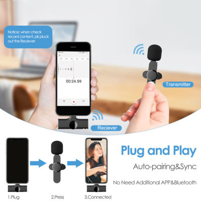 ไร้สายไมโครโฟน Lavalier Lapel ระบบสำหรับ IOS RecordingYouTube Facebook สตรีมสด,Vlog,สัมภาษณ์,Auto-Sync Wireless Mic สำหรับ iPhone 12ProMax /12/11/X/XR/XS (ไม่จำเป็นต้อง App/Bluetooth)