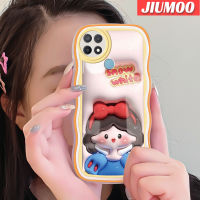 JIUMOO เคสสำหรับ OPPO A15 A15s A35 4G ลายการ์ตูนสโนว์ไวท์ขอบคลื่นกันกระแทกแบบใสนิ่มเคสมือถือโปร่งใสลายกล้องถ่ายรูปฝาครอบป้องกันซิลิก้าเจล