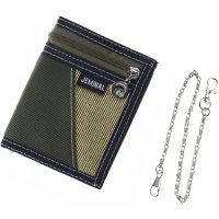 【CC】 Boys Fashion Trifold Short Wallet with Chain for Male Young Money Purse Teens Coin ID Card Holder