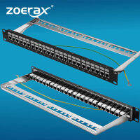 ZoeRax แผงกระจายสายไฟ Cat6 24พอร์ต/6A/7พร้อมตัวเชื่อมแจ็คหลัก10G แผงกระจายสายไฟตัวเชื่อมต่อแจ็คหลักป้องกันด้วย STP ขนาด19นิ้ว