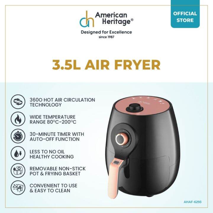 American Heritage 3.5L Air Fryer 360° Rapid Circulation Technology AHAF