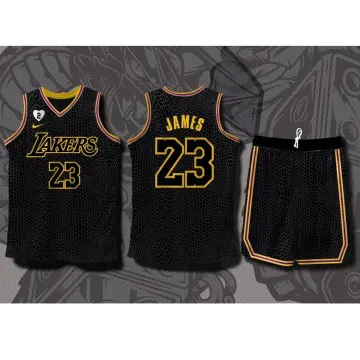 Lakers No. 23 James jersey men's black crewneck basketball