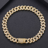 Janekelly color Gold 2 colors 5A cubic zirconia cz iced out bling cuban chain hip hop bling leg chain cuban anklet