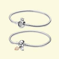 925 Sterling Silver Crown O Clasp Snake Chain Bracelet fit Original Charm Beads Making for Women Birthday Christmas Gifts