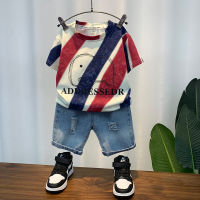 Boys Summer Short-Sleeved Suit 2023 New Baby Thin Casual Clothes Childrens Clothing Fashionable Childrens Cotton Fashion