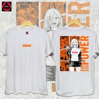 NEW HOT เสื้อคู่รัก Chainsaw Man Power Anime Shirt Classic t shirt Cotton Shirt For Man Womanเสื้อยืดเสื้อยืด