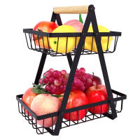 Home Decorative Kitchen Countertop Organizer Detachable Storage Rack Wire Bread Stand Holder Bowl Metal 2 Tier Fruit Basket