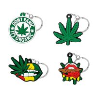 1PCS PVC keychain leaf shape key ring creative green plant lips design key holder fit men women bag car keys pendants trinket