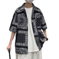 Summer Hawaiian Bandana Shirt Men Short Sleeve Male Paisley Shirts Hip Hop Beach Male Clothing Harajuku Elegant 2023