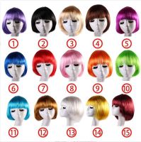 Cross-border masquerade party Halloween learning cos wig Qi bangs bob head short straight hair female