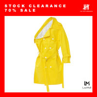 (SIX P.M.) OVERSIZE OPEN SHOULDER TRENCH COAT / เสื้อเทรนซ์โคท สีเหลืองผ้าขัดขนเนื้อเนียน ทรงโอเวอร์ไซส์ ขนาดใหญ่ เสื้อโค้ทเปิดไหล่ ครีเอทีฟ / AW19