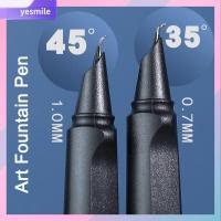 YESMILE 4PCS ปลายโค้งแหลมแข็ง ปากกาหมึกซึม การแก้ไขท่าทาง หมึกเปลี่ยนได้ ปากกาประดิษฐ์ตัวอักษร สร้างสรรค์และสร้างสรรค์ 0.7/1.0มม. ปากกาสำหรับธุรกิจ ของขวัญสำหรับนักเรียน