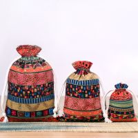 Ethnic Style Cotton Linen Drawstring Pocket Bag Buddhist Beads Storage Bag Jewelry Coin Purse Bag Small Things Sorting Bag