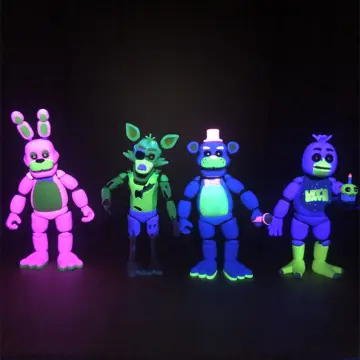 New 5Pcs FNAF Anime figure with light Five Nights Game Pvc Action Figures  Bonnie Foxy Toys Fazbear Bear Doll Model Toys Birthday Gifts For Kids