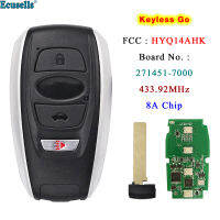 Oibwye Ecusells สมาร์ท Keyless กุญแจรีโมต4ปุ่มชิป8A 433.92MHz สำหรับซูบารุเลกาซี่ Outback Forester Impreza HYQ14AHK 231451-7000