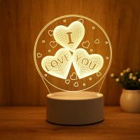 Nightlights Valentines Day Gift Romantic Love 3D Lamp Acrylic Rose LED Night Light Birthday Gift Wedding Decoration