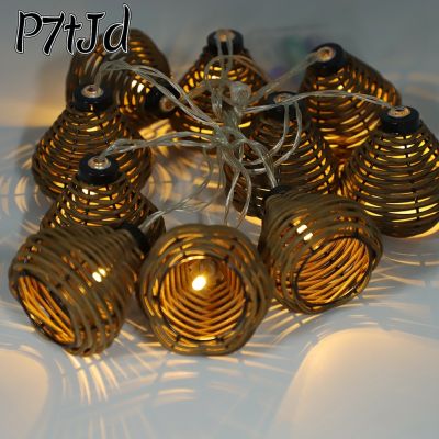 [P7tJd] ไฟสายโคมไฟหวาย LED 10ชิ้น,ลูกบอลหวายไฟประดับเครื่องประดับของตกแต่งวันคริสต์มาสงานแต่งงาน