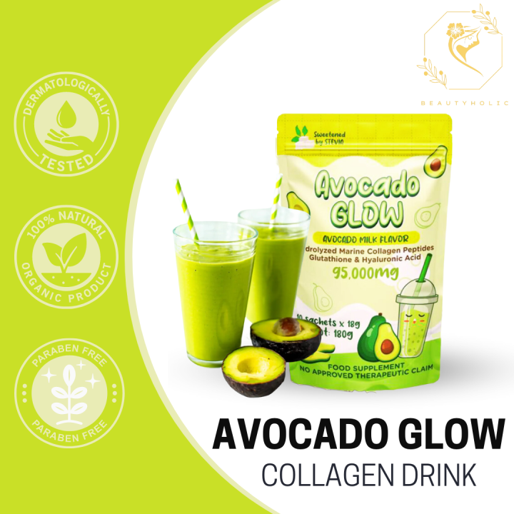 Avocado Glow hydrolyzed marine collagen peptides glutathione
