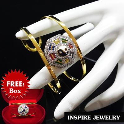 Inspire Jewelry กำไลหยินหยาง หรือยันต์แปดทิศ  ฝังด้วยพลอยนพเก้า และเพชรสวิส งานจิวเวลลี่ สวยงาม ปราณีต ชุบเศษทองแท้