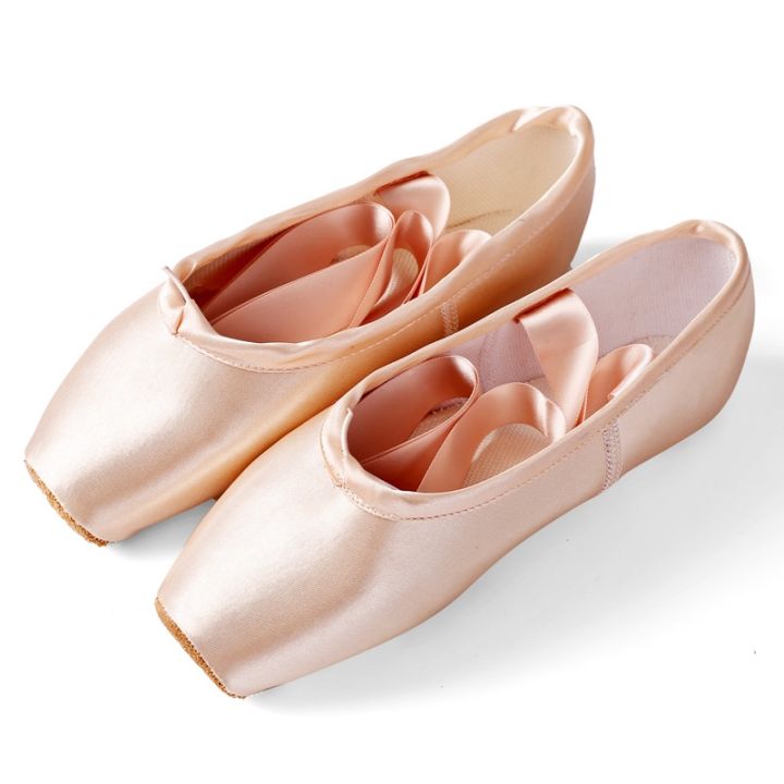 ริบบิ้นผูกรองเท้าหัวแหลมสำหรับเด็กผู้หญิง-รองเท้าเต้นบัลเล่ต์ผ้าซาตินรองเท้ามืออาชีพสำหรับฝึกซ้อมการแสดง